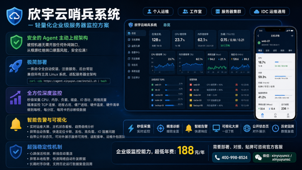 图片[2]-欣宇云哨兵系统 — 轻量化企业级服务器监控方案
